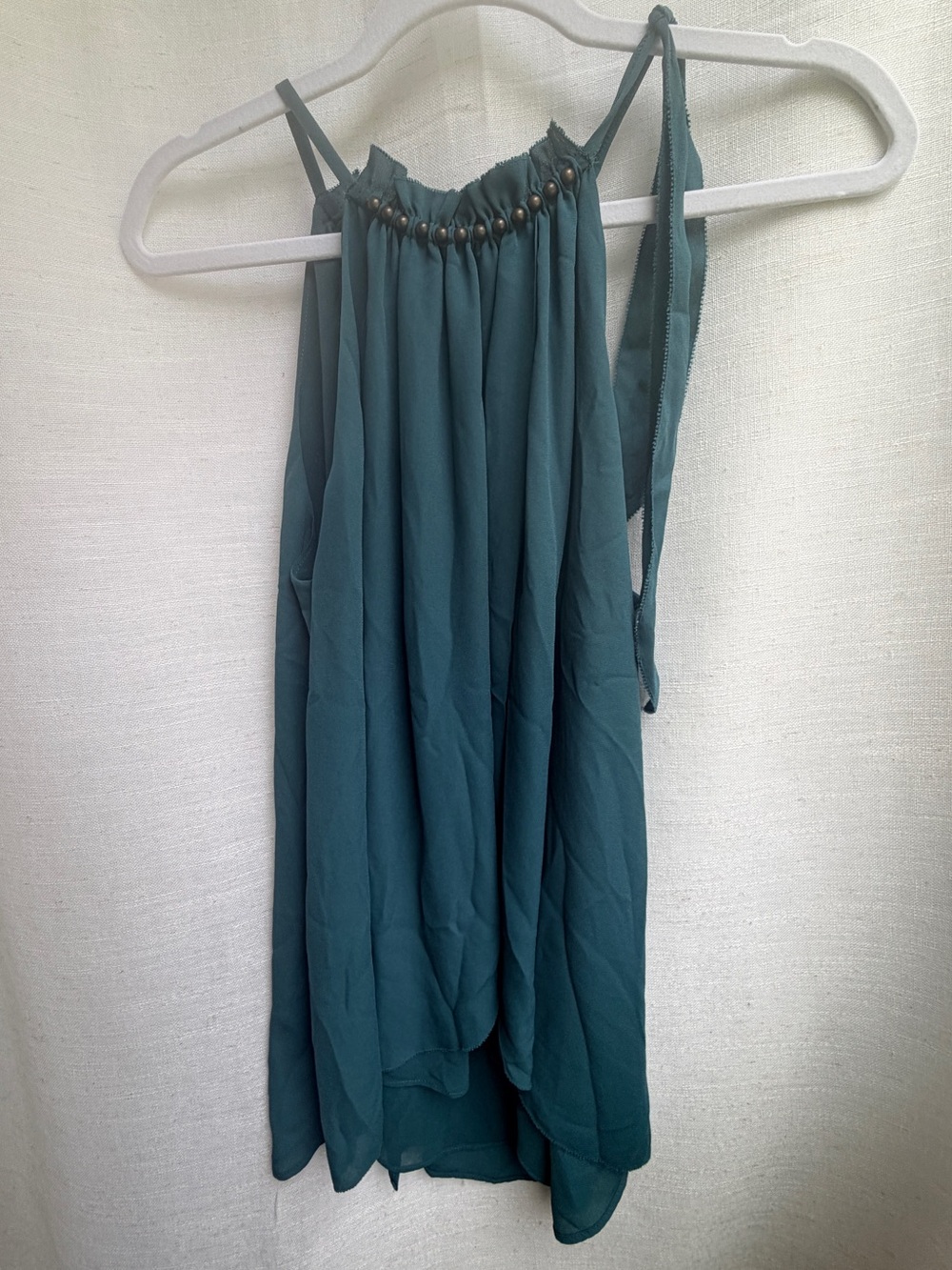 Goldray Studded Halter Tulip Hem Top Teal Size M S9SHW310